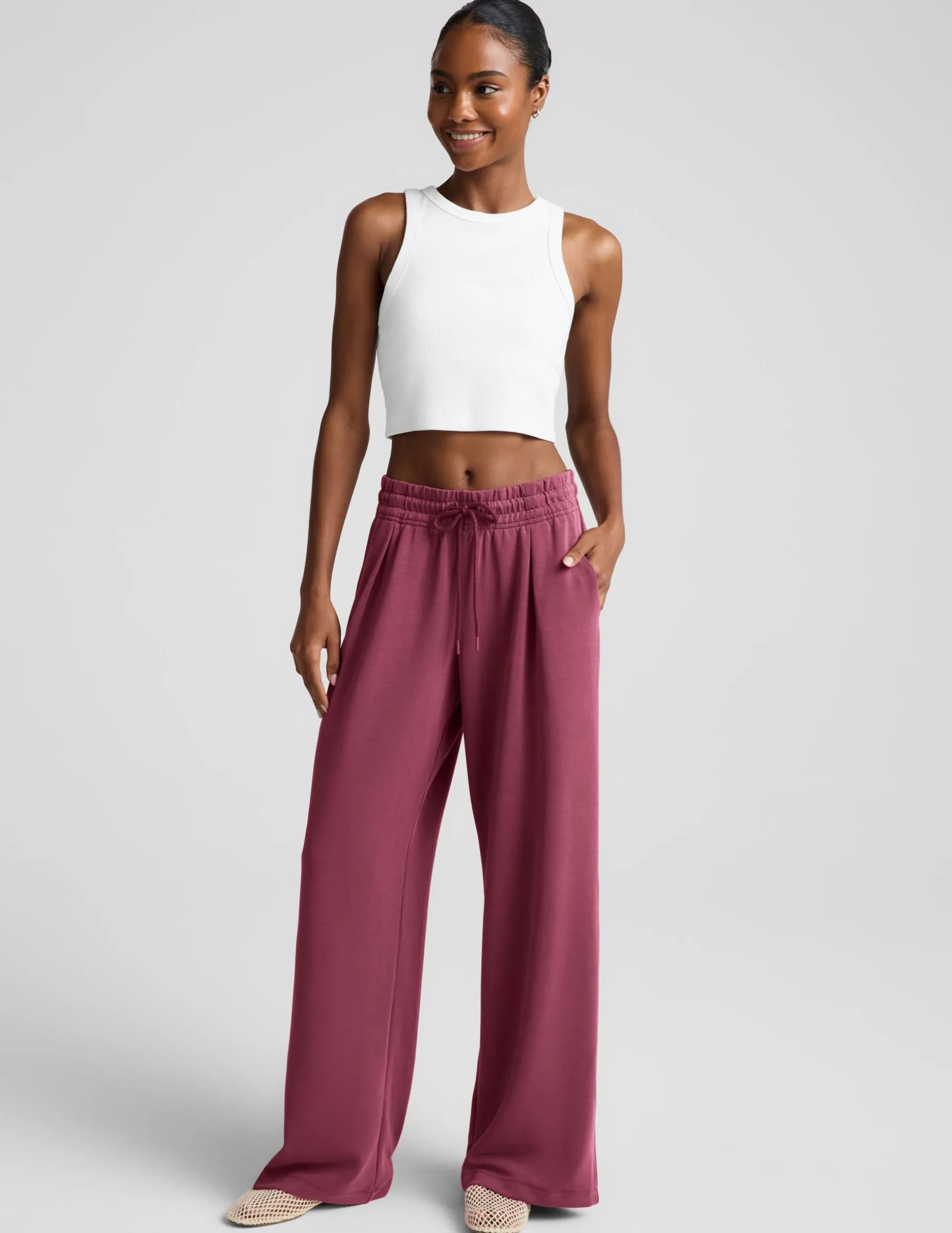 Luxe Sandwash Double Knit Wide Leg Pant