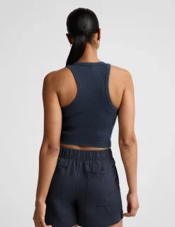On Repeat Rib High Neck Cropped Tank