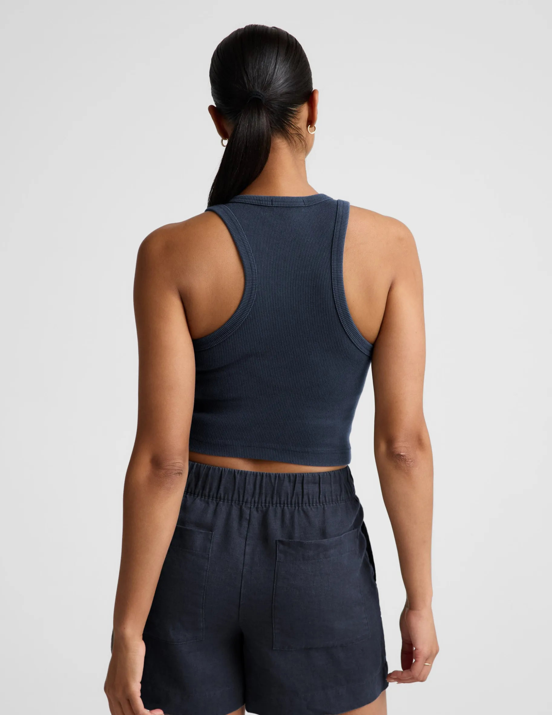 On Repeat Rib High Neck Cropped Tank