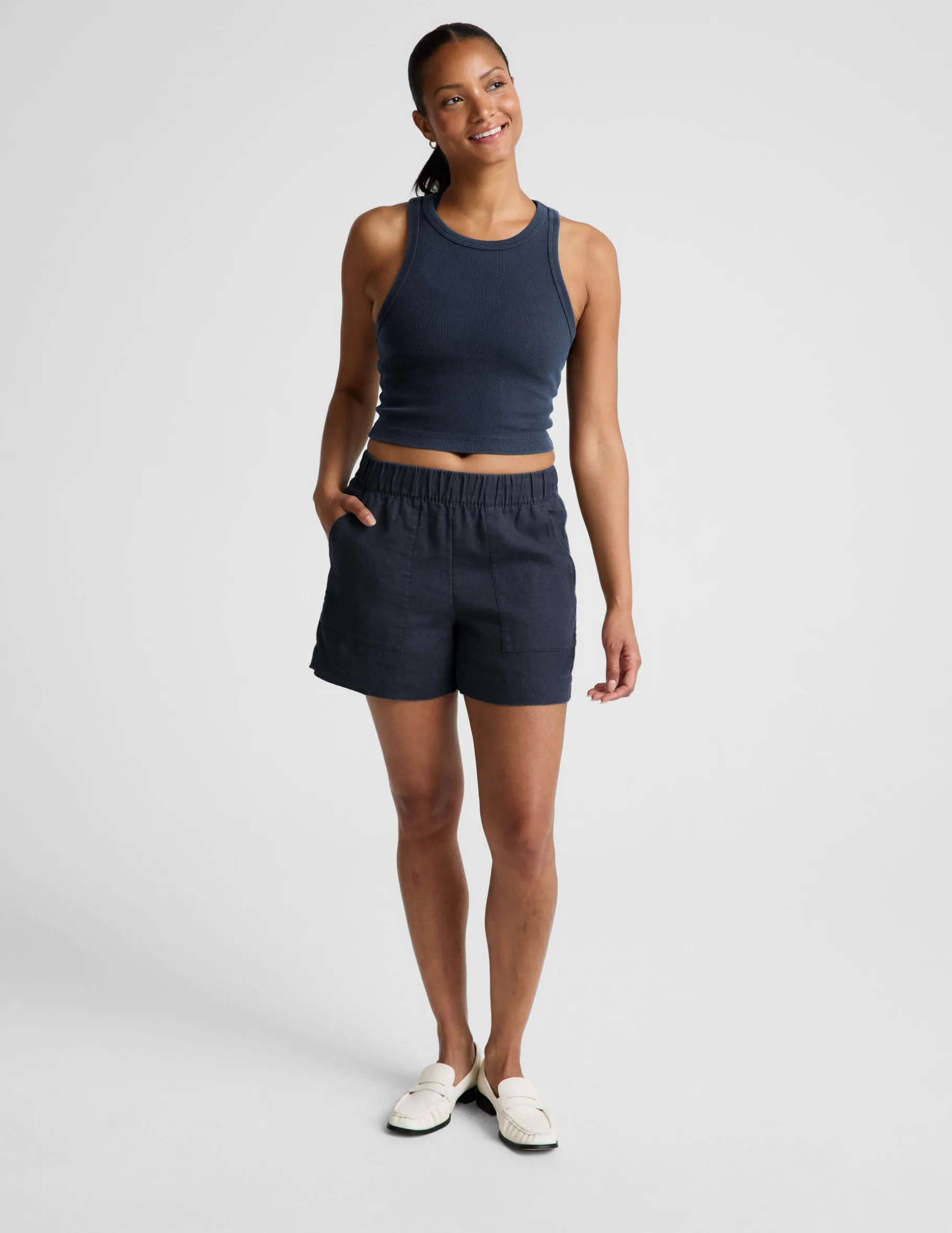 On Repeat Rib High Neck Cropped Tank
