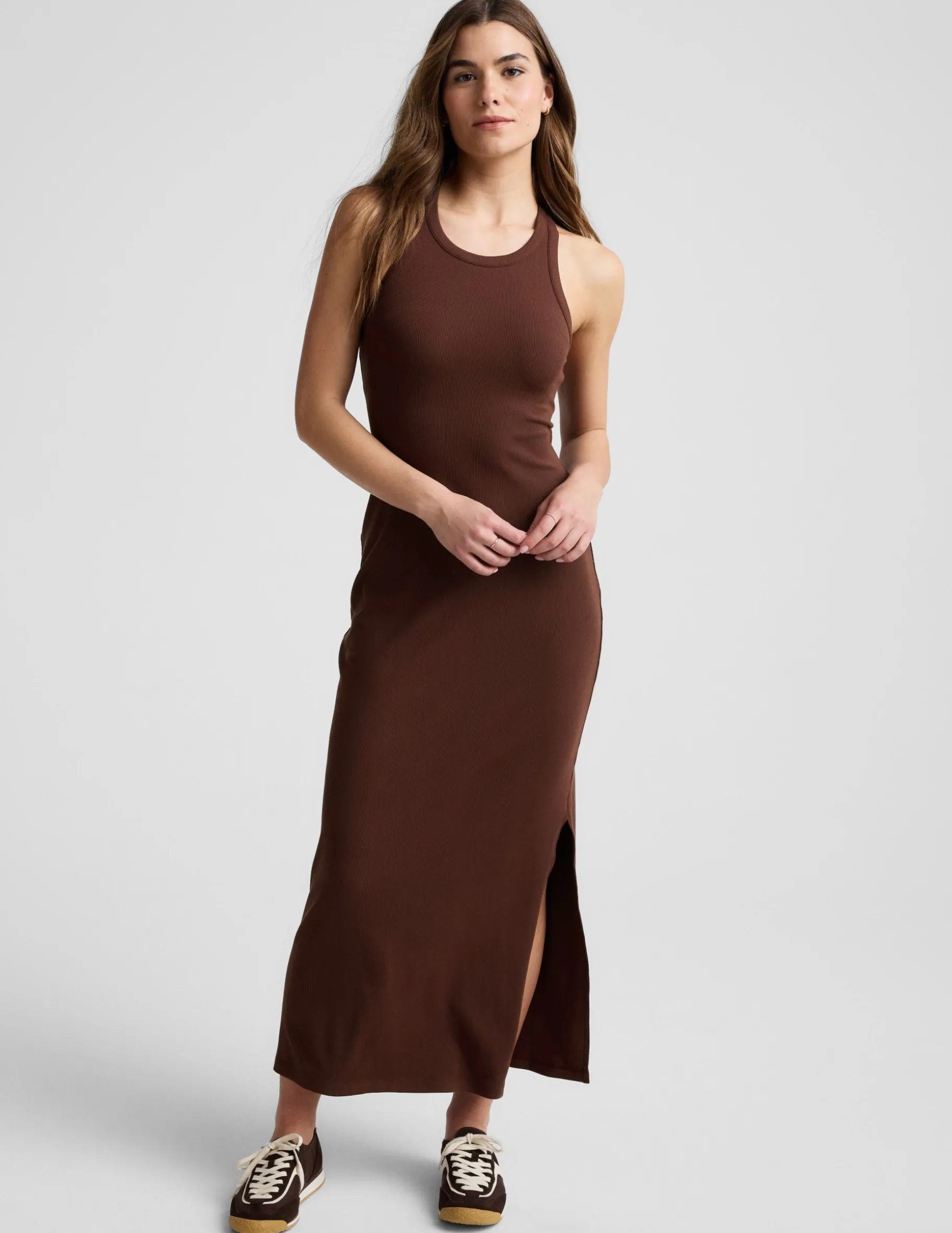 Ribbed High Neck Maxi Dress